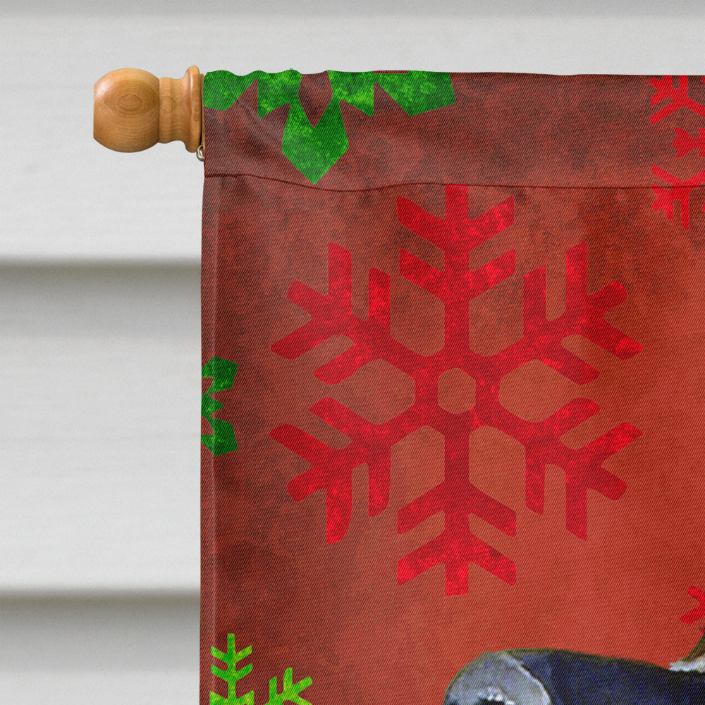 Leonberger Red and Green Snowflakes Holiday Christmas Flag Canvas House Size  the-store.com.