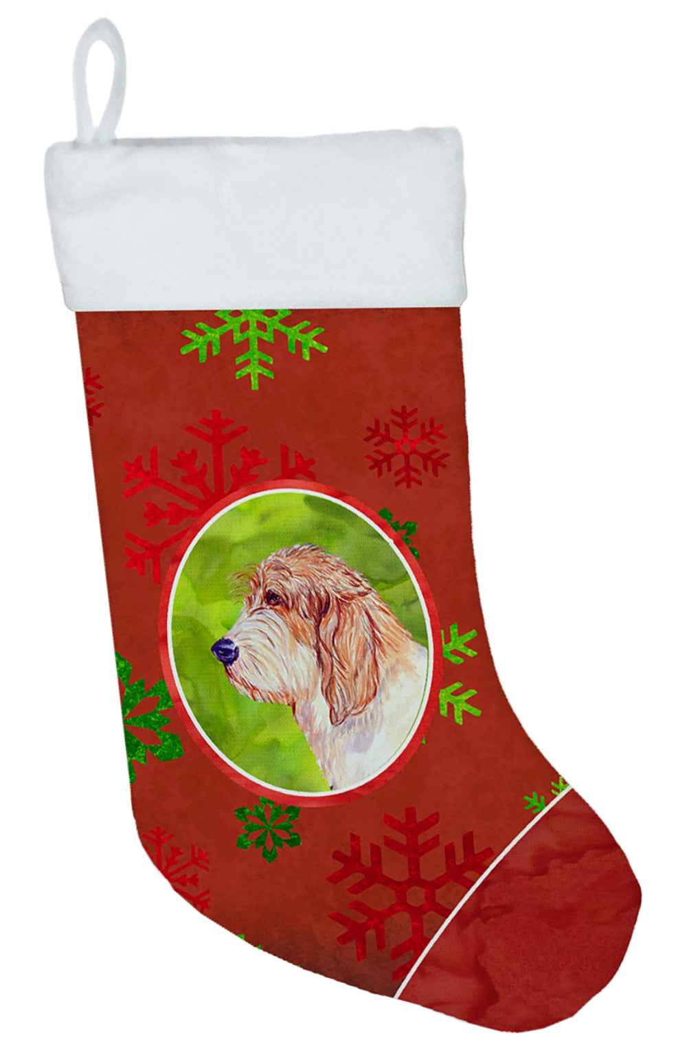 Petit Basset Griffon Vendeen Snowflakes Holiday Christmas  Stocking  the-store.com.