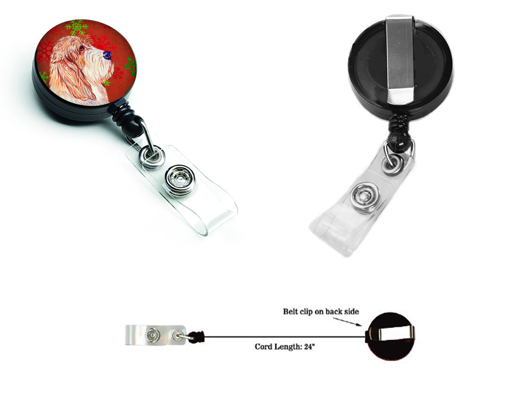 Petit Basset Griffon Vendeen Red Green Snowflake Christmas Retractable Badge Reel LH9352BR  the-store.com.