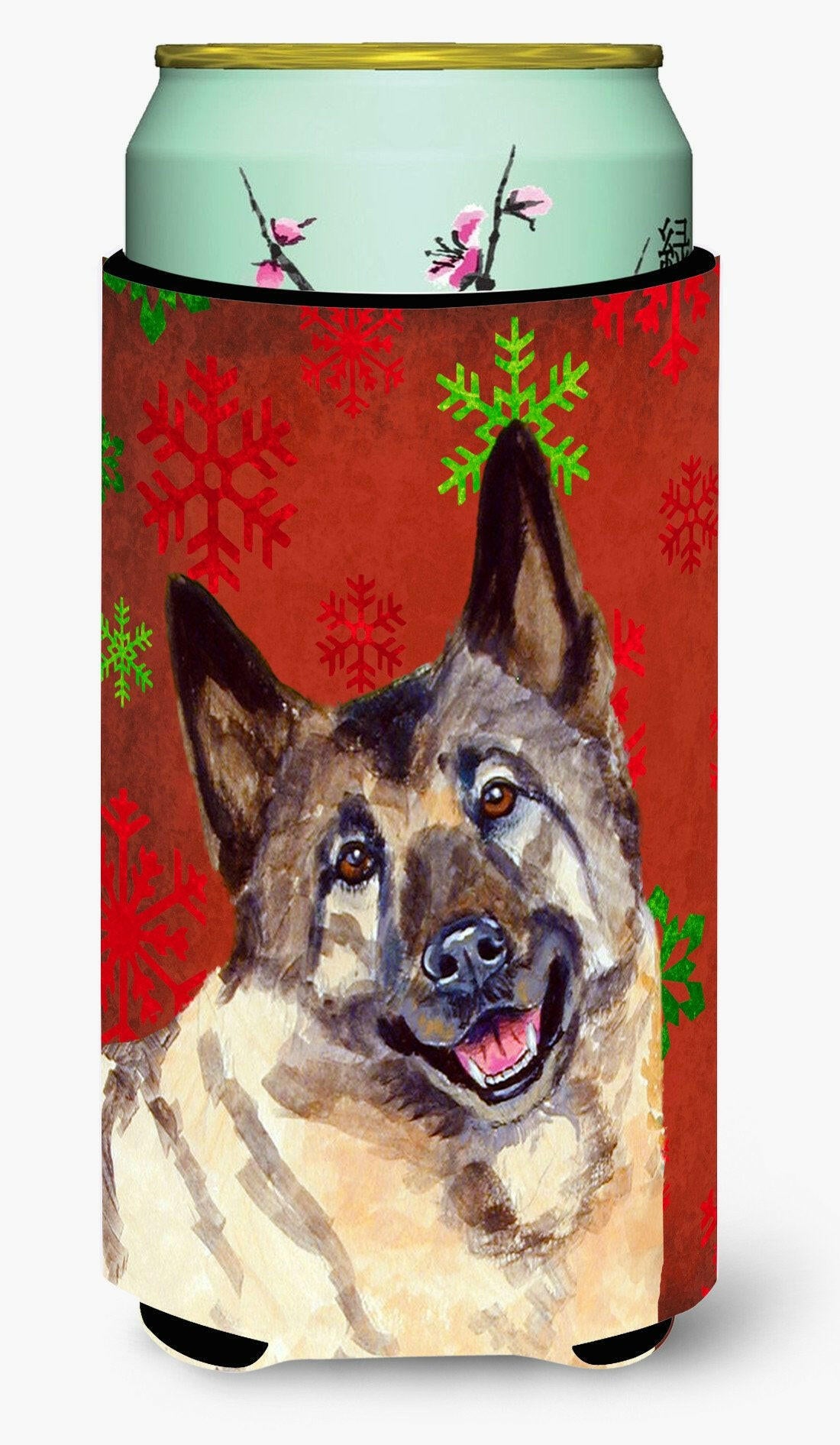 Norwegian Elkhound Snowflakes Holiday Christmas  Tall Boy Beverage Insulator Beverage Insulator Hugger by Caroline's Treasures