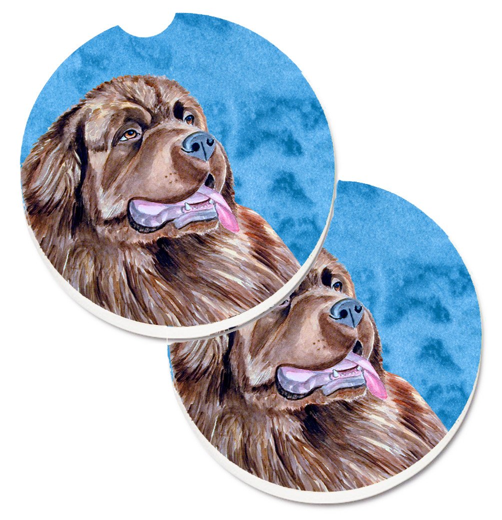 Blue Newfoundland Set of 2 Cup Holder Car Coasters LH9354BUCARC by Caroline's Treasures