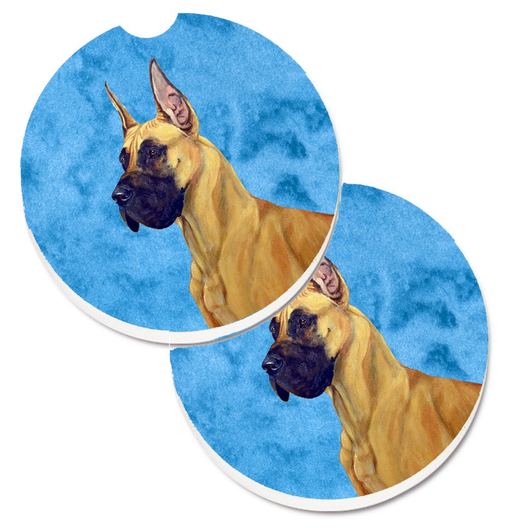 Blue Great Dane Set of 2 Cup Holder Car Coasters LH9355BUCARC by Caroline's Treasures