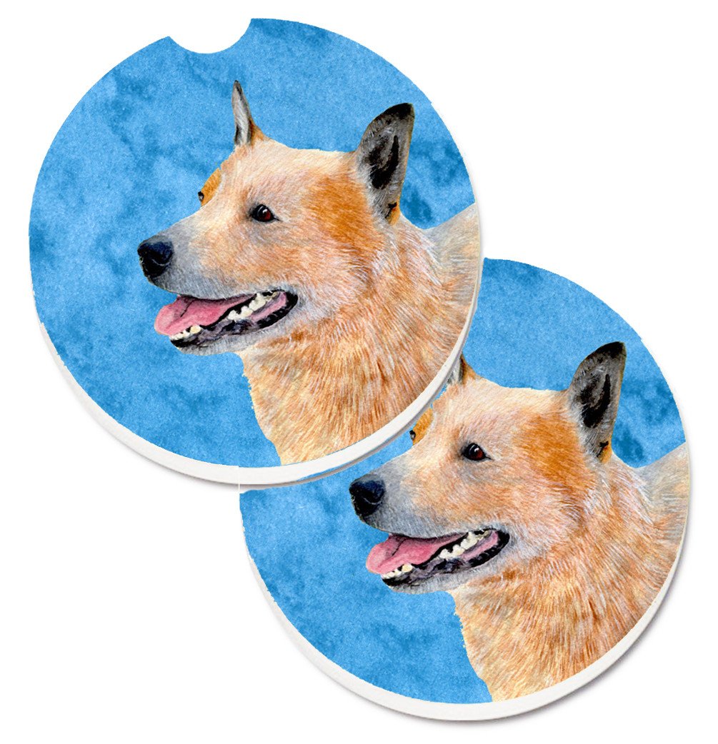 Blue Australian Cattle Dog Set of 2 Cup Holder Car Coasters LH9362BUCARC by Caroline's Treasures