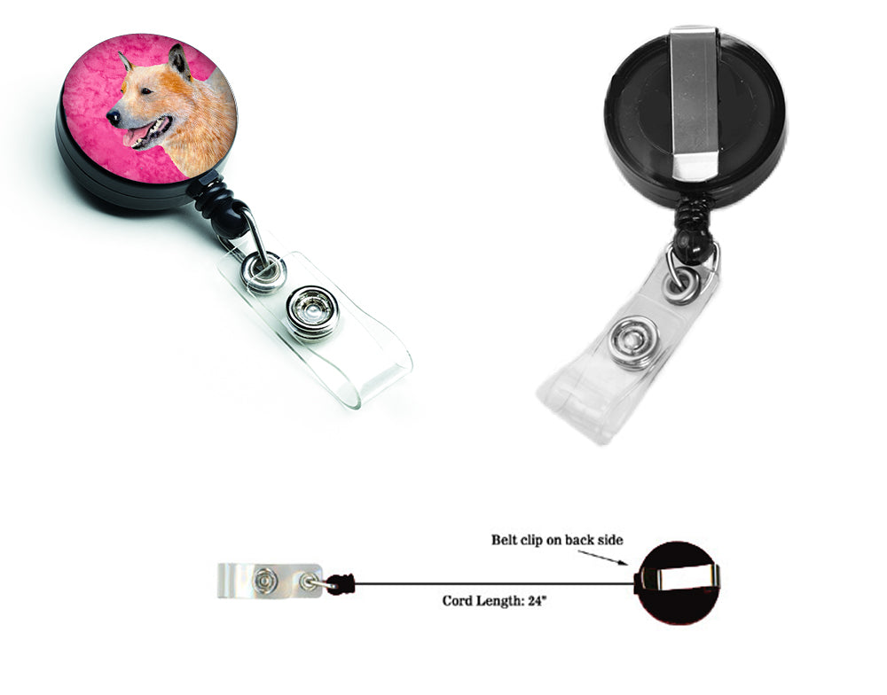 Pink Australian Cattle Dog Retractable Badge Reel LH9362PKBR  the-store.com.