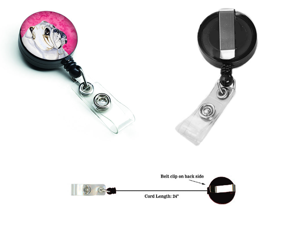 Pink Bulldog English Retractable Badge Reel LH9364PKBR  the-store.com.