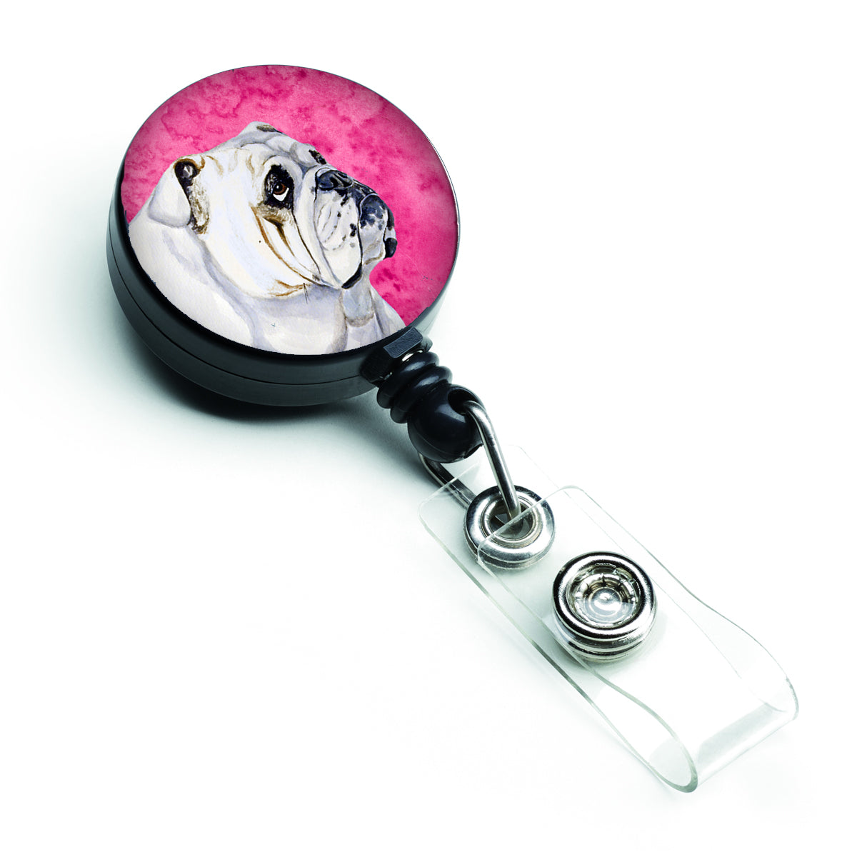 Pink Bulldog English Retractable Badge Reel LH9364PKBR  the-store.com.