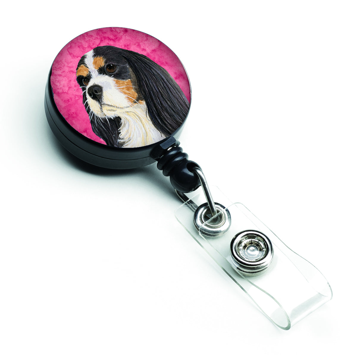 Pink Cavalier Spaniel Retractable Badge Reel LH9369PKBR  the-store.com.