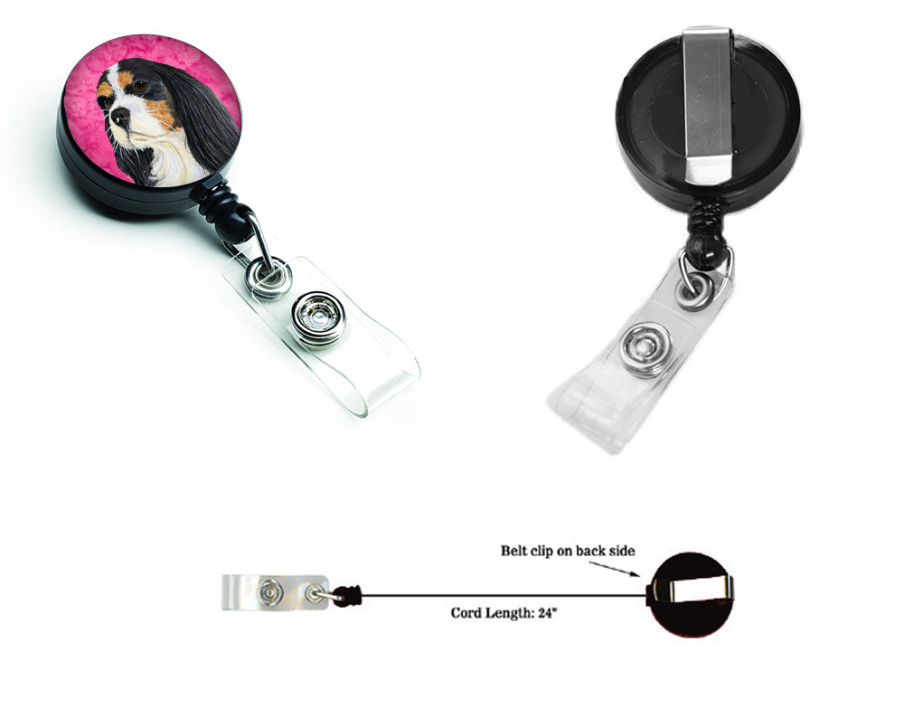 Pink Cavalier Spaniel Retractable Badge Reel LH9369PKBR  the-store.com.