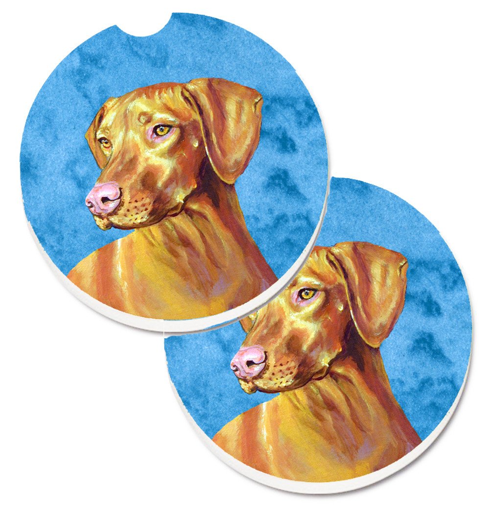 Blue Vizsla Set of 2 Cup Holder Car Coasters LH9370BUCARC by Caroline's Treasures