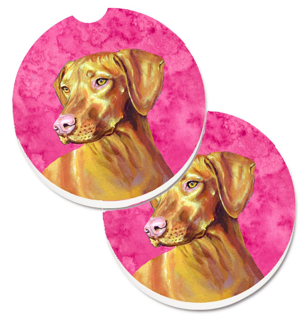 Pink Vizsla Set of 2 Cup Holder Car Coasters LH9370PKCARC by Caroline&#39;s Treasures