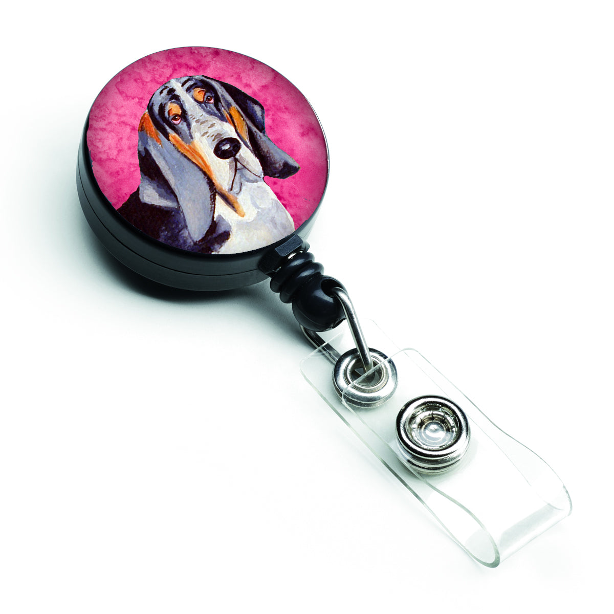 Pink Basset Hound Retractable Badge Reel LH9372PKBR  the-store.com.