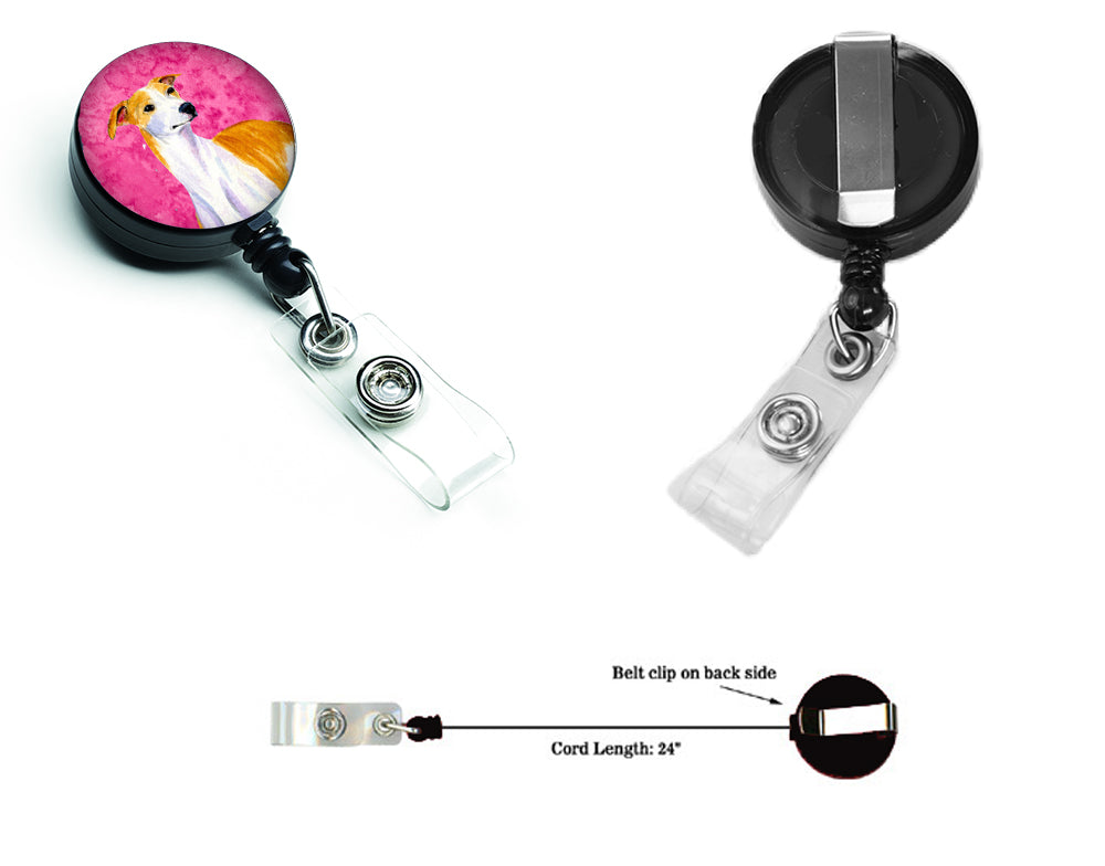 Pink Whippet Retractable Badge Reel LH9373PKBR  the-store.com.