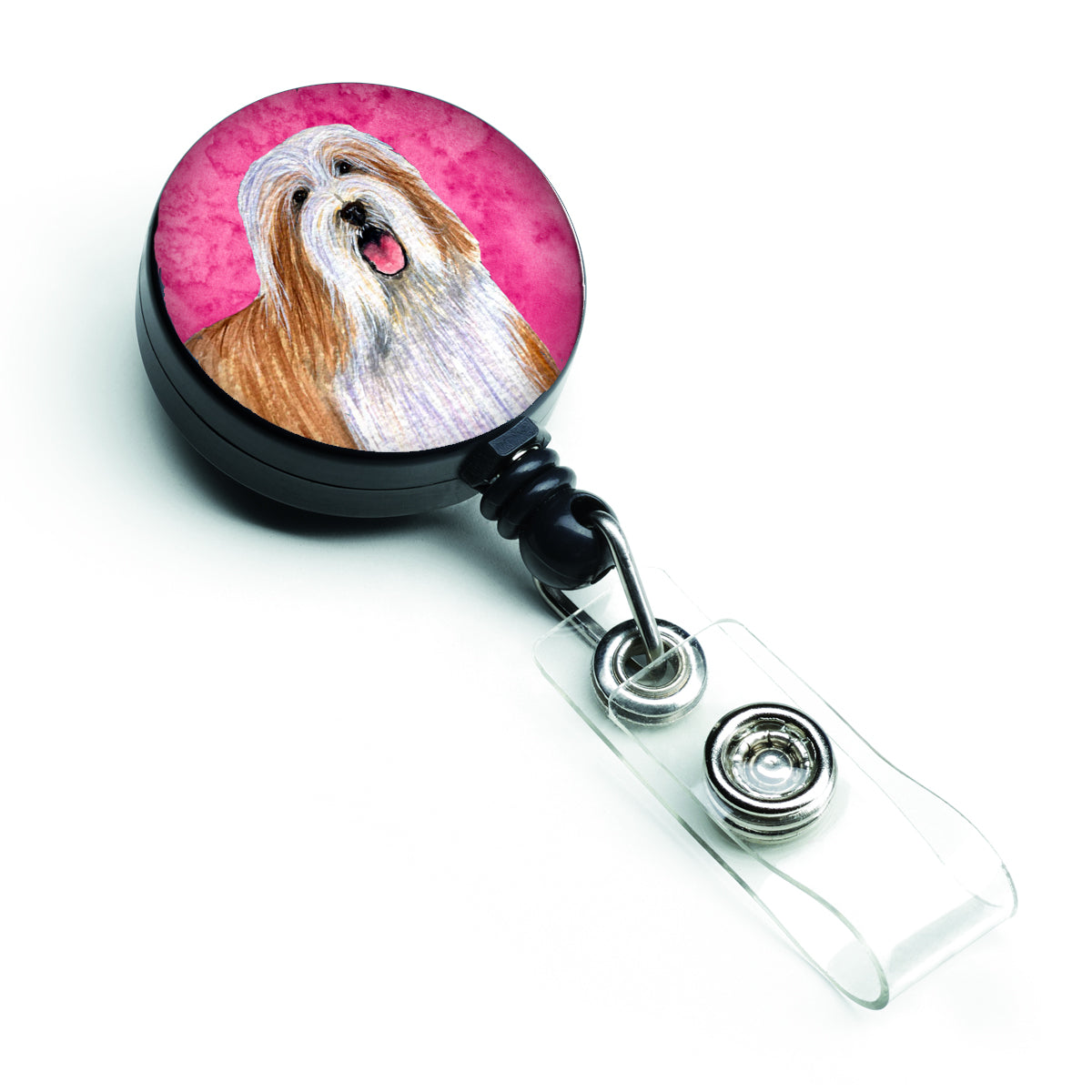 Pink Bearded Collie Retractable Badge Reel LH9375PKBR  the-store.com.