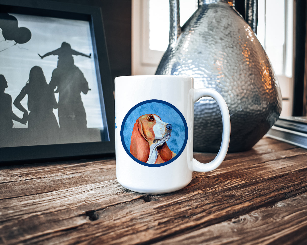 Basset Hound  Dishwasher Safe Microwavable Ceramic Coffee Mug 15 ounce  the-store.com.