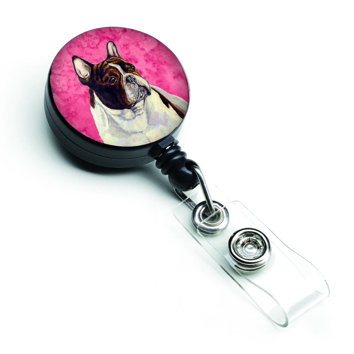 Pink French Bulldog Retractable Badge Reel LH9382PKBR  the-store.com.