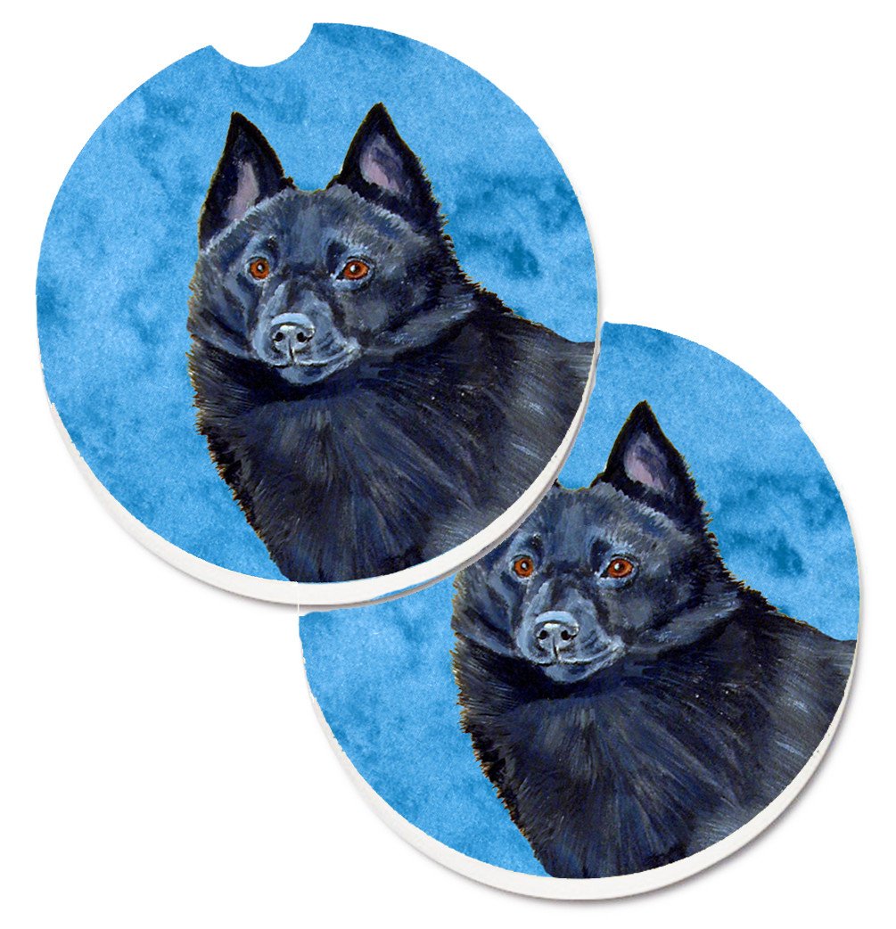 Blue Schipperke Set of 2 Cup Holder Car Coasters LH9384BUCARC by Caroline&#39;s Treasures