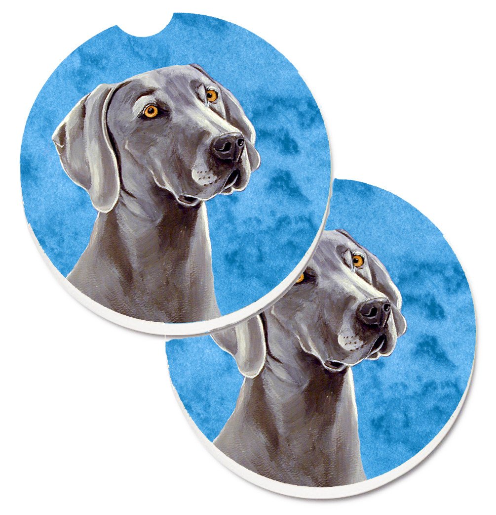 Blue Weimaraner Set of 2 Cup Holder Car Coasters LH9386BUCARC by Caroline's Treasures