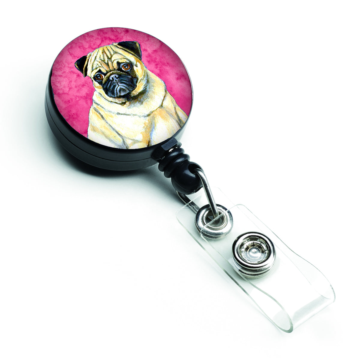 Pink Pug Retractable Badge Reel LH9387PKBR  the-store.com.