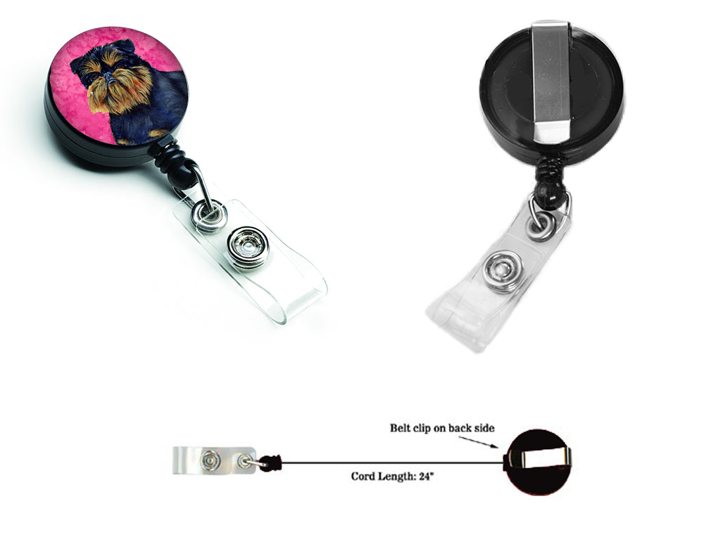 Pink Brussels Griffon Retractable Badge Reel LH9388PKBR  the-store.com.