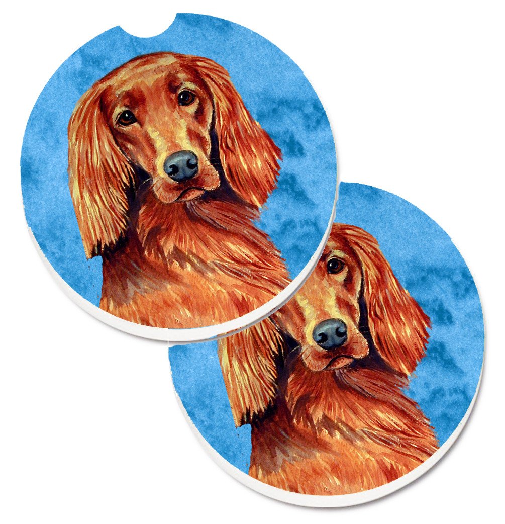 Blue Irish Setter Set of 2 Cup Holder Car Coasters LH9389BUCARC by Caroline's Treasures