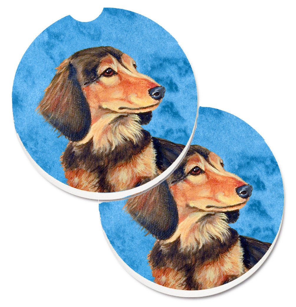 Blue Dachshund Set of 2 Cup Holder Car Coasters LH9391BUCARC by Caroline's Treasures