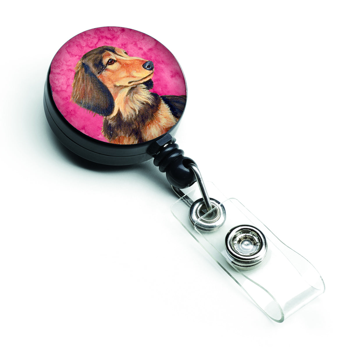 Pink Dachshund Retractable Badge Reel LH9391PKBR  the-store.com.