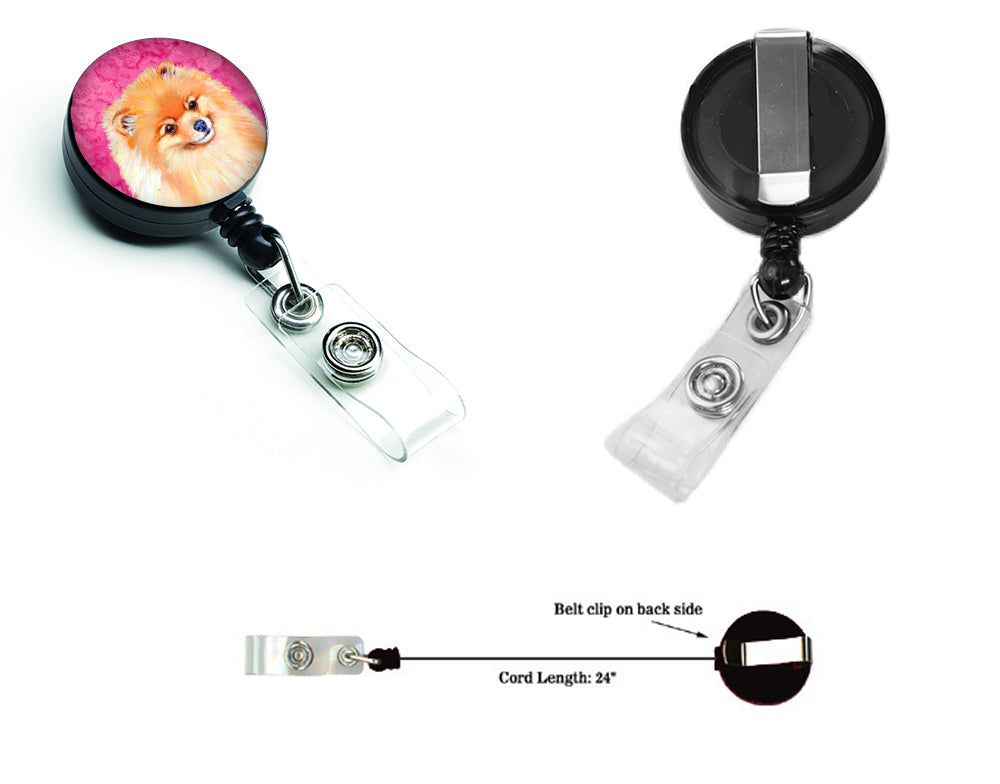 Pink Pomeranian Retractable Badge Reel LH9395PKBR  the-store.com.