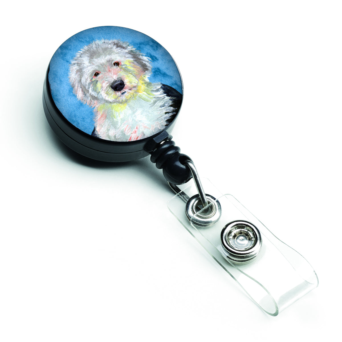 Blue Old English Sheepdog Retractable Badge Reel LH9396BUBR  the-store.com.