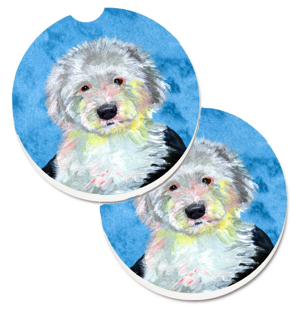 Blue Old English Sheepdog Set of 2 Cup Holder Car Coasters LH9396BUCARC by Caroline's Treasures