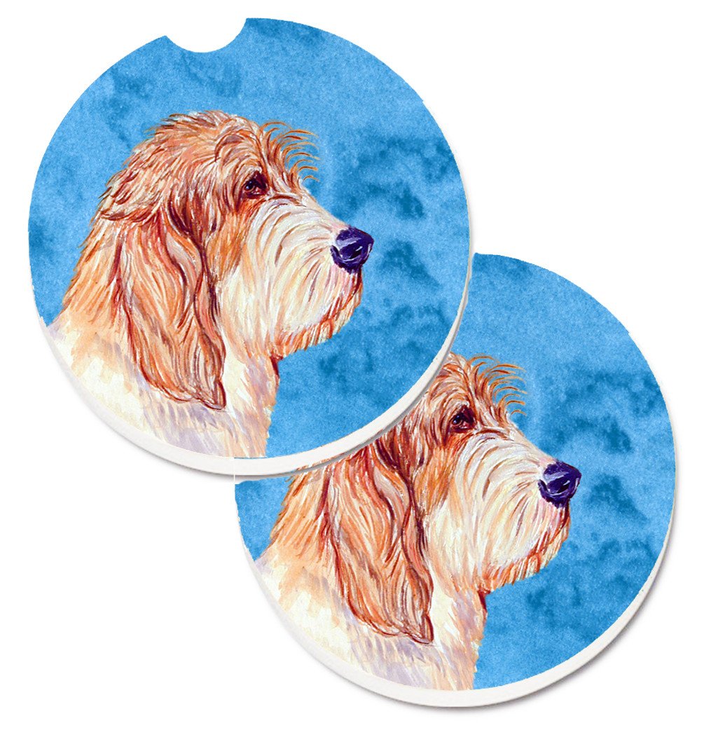 Blue Petit Basset Griffon Vendeen Set of 2 Cup Holder Car Coasters LH9397BUCARC by Caroline's Treasures