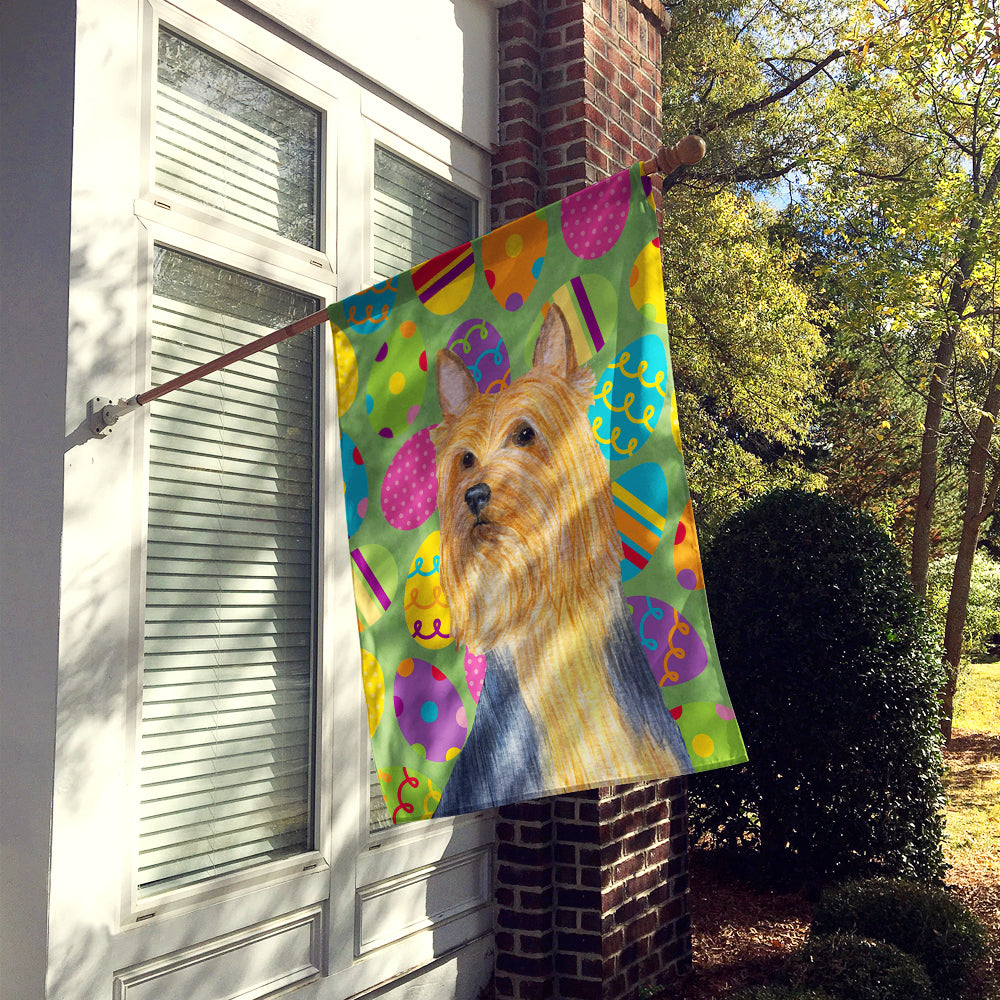 Silky Terrier Easter Eggtravaganza Flag Canvas House Size  the-store.com.