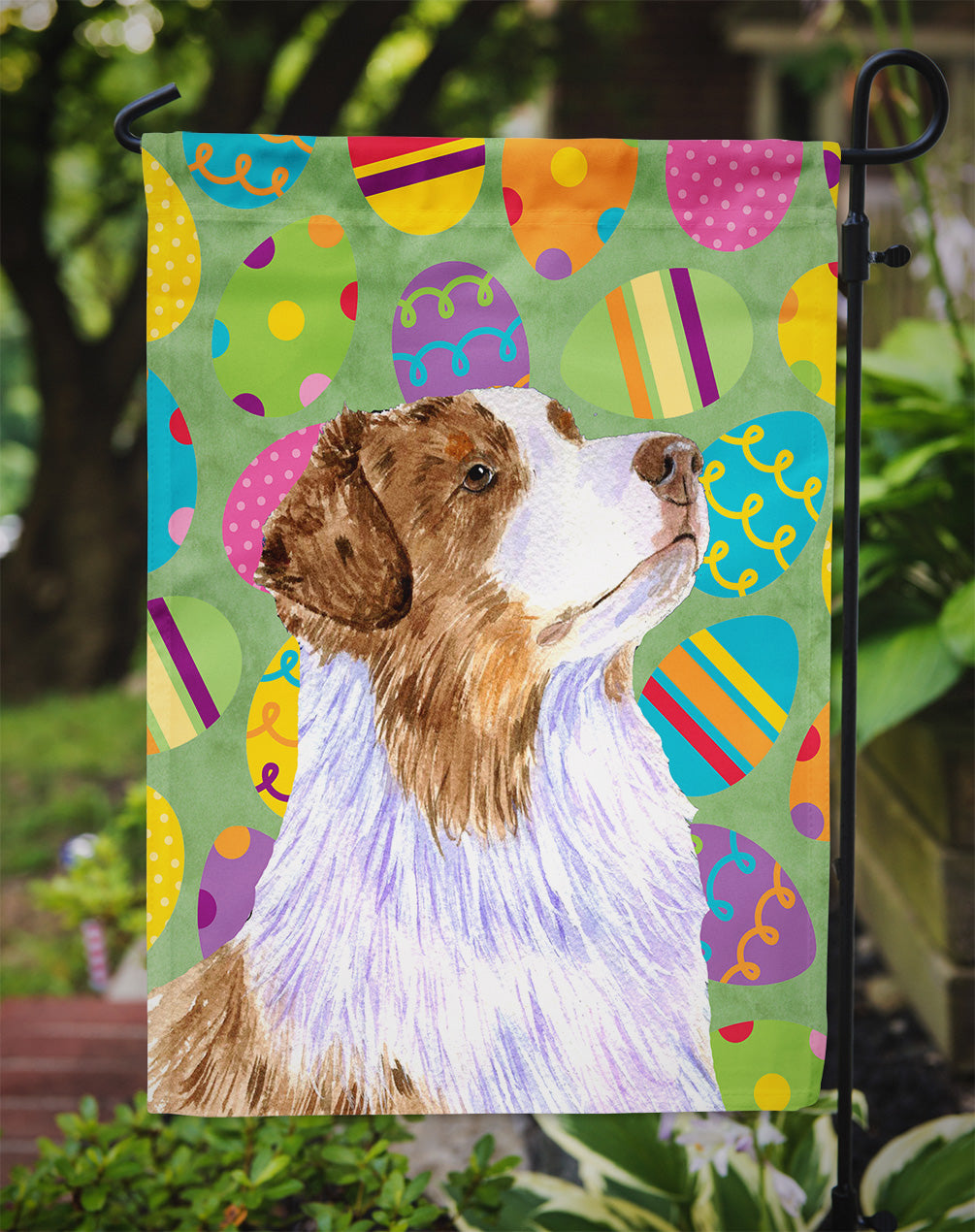 Australian Shepherd Easter Eggtravaganza Flag Garden Size  the-store.com.