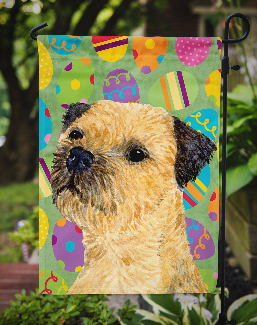 Border Terrier Easter Eggtravaganza Flag Garden Size  the-store.com.