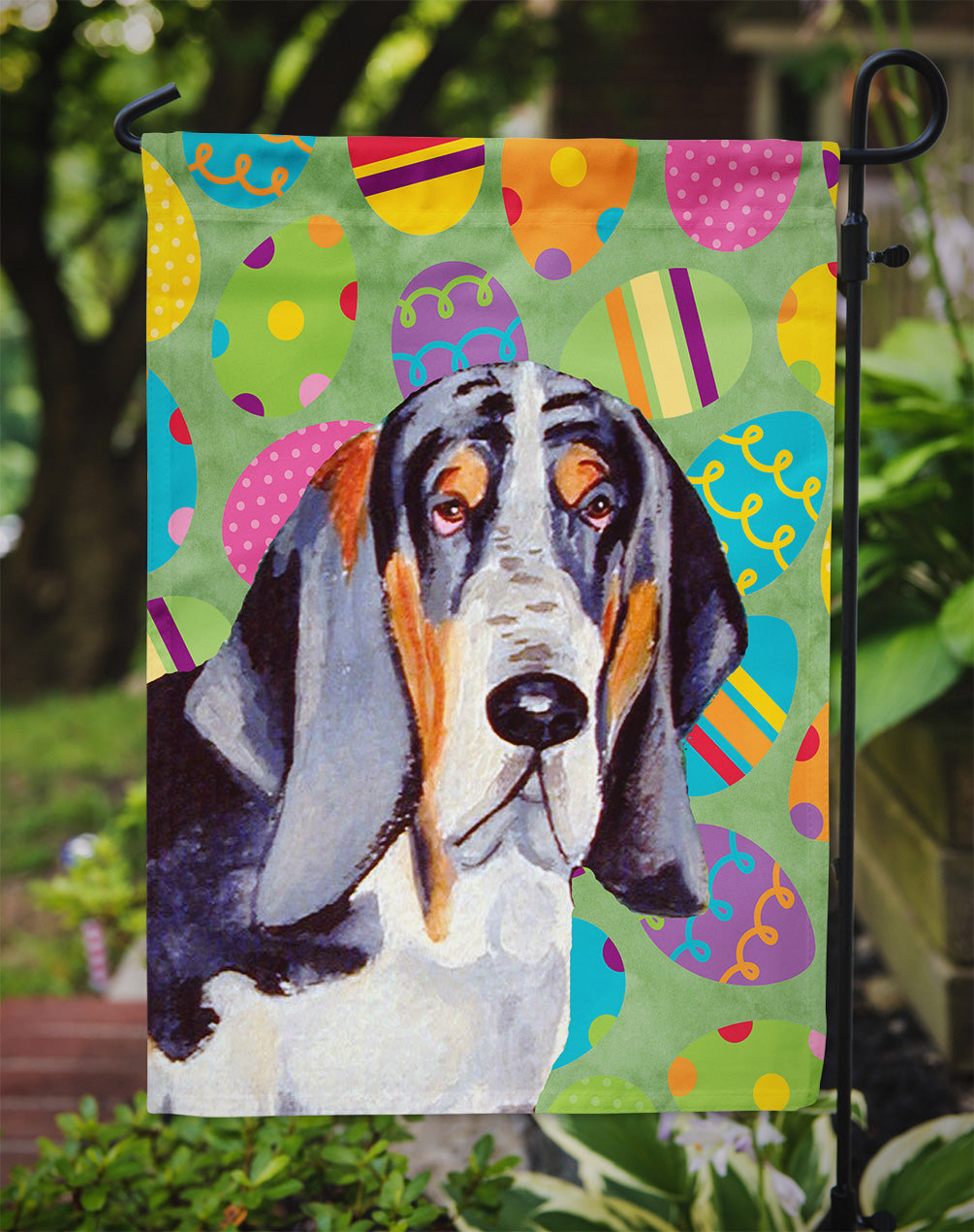 Basset Hound Easter Eggtravaganza Flag Garden Size  the-store.com.