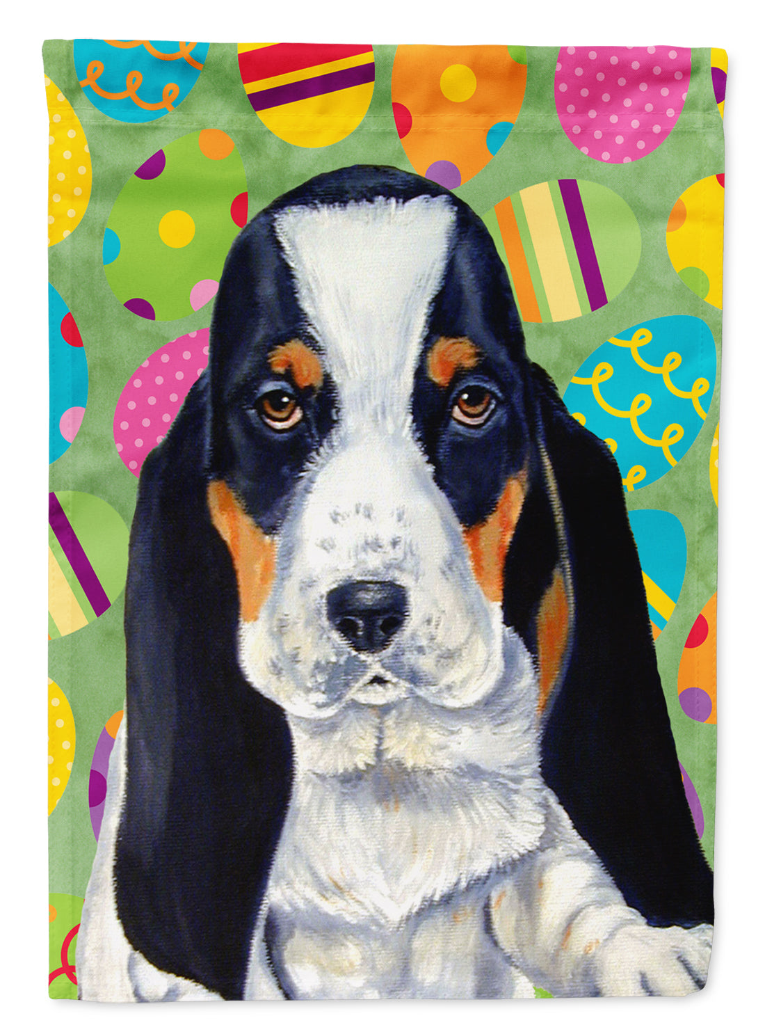 Basset Hound Easter Eggtravaganza Flag Canvas House Size  the-store.com.