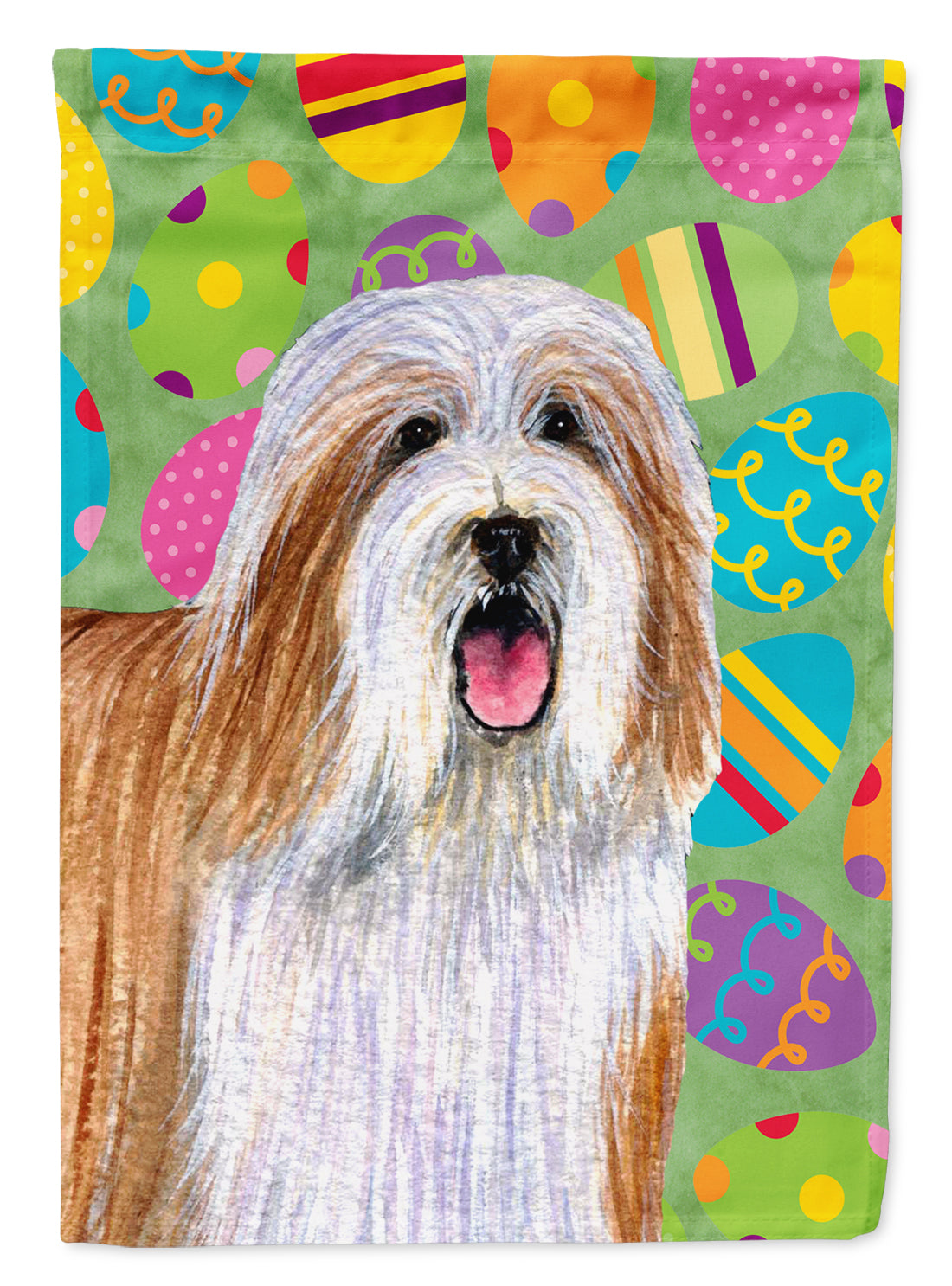 Bearded Collie Easter Eggtravaganza Flag Canvas House Size  the-store.com.