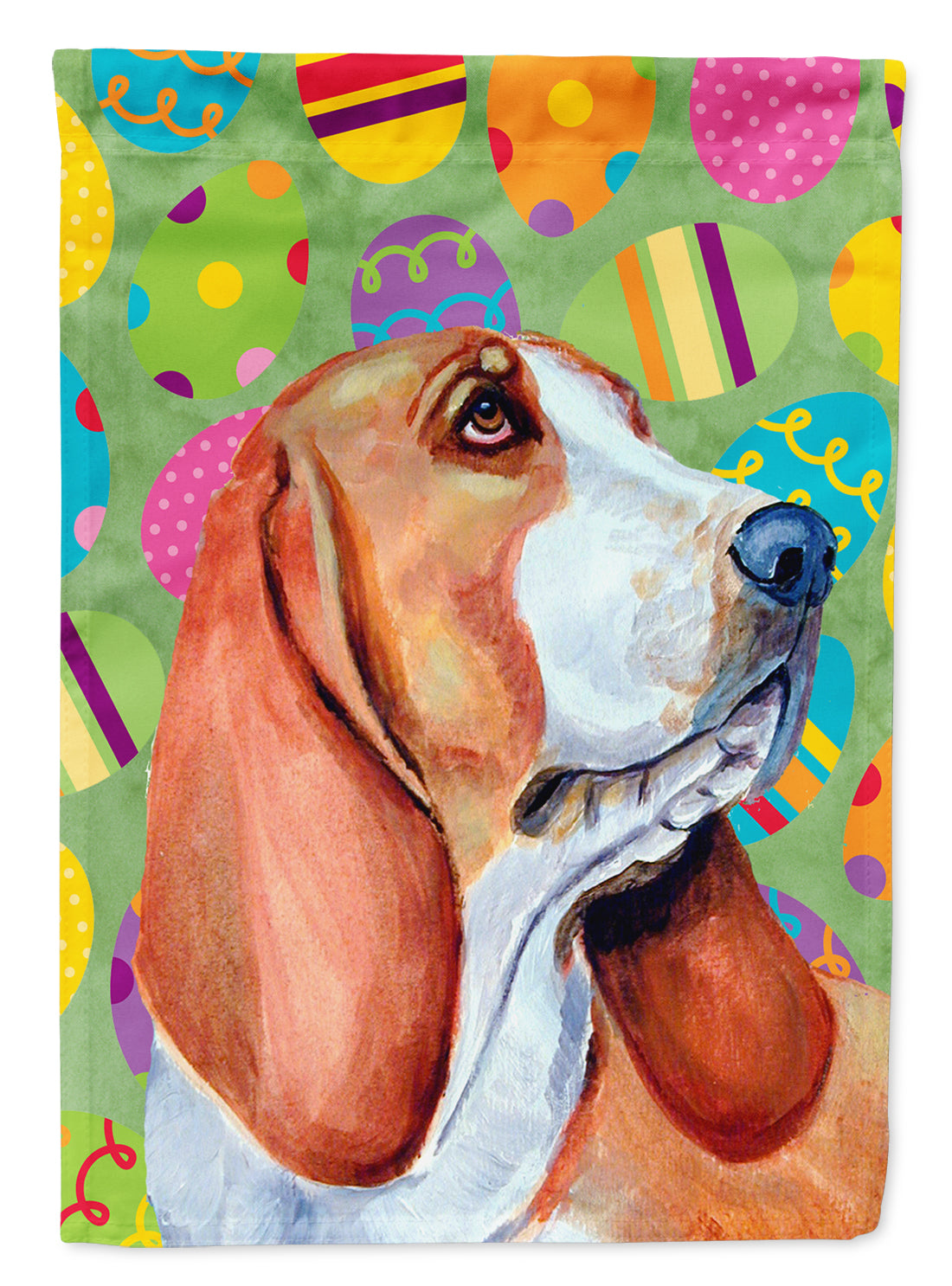 Basset Hound Easter Eggtravaganza Flag Canvas House Size  the-store.com.