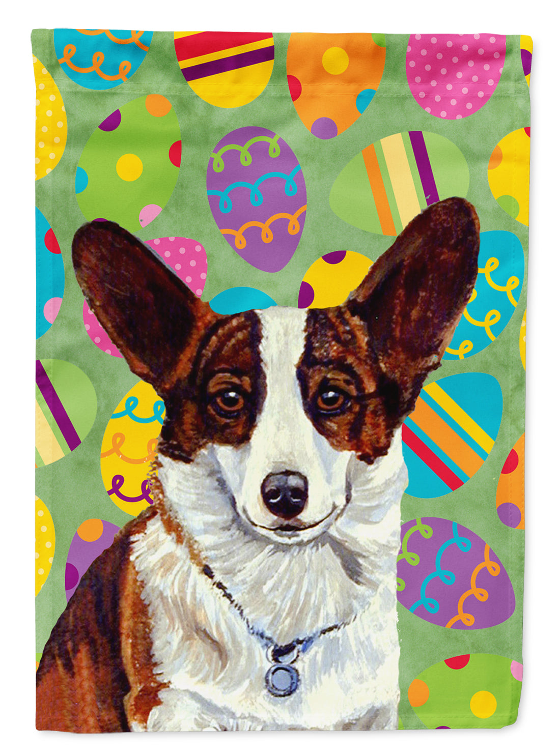 Corgi Easter Eggtravaganza Flag Canvas House Size  the-store.com.