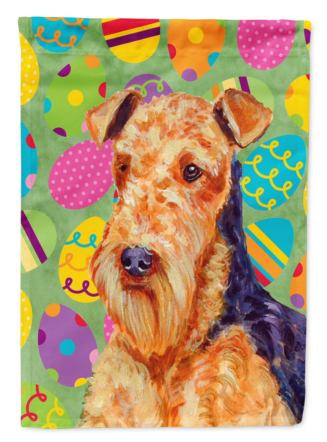 Airedale Easter Eggtravaganza Flag Canvas House Size  the-store.com.