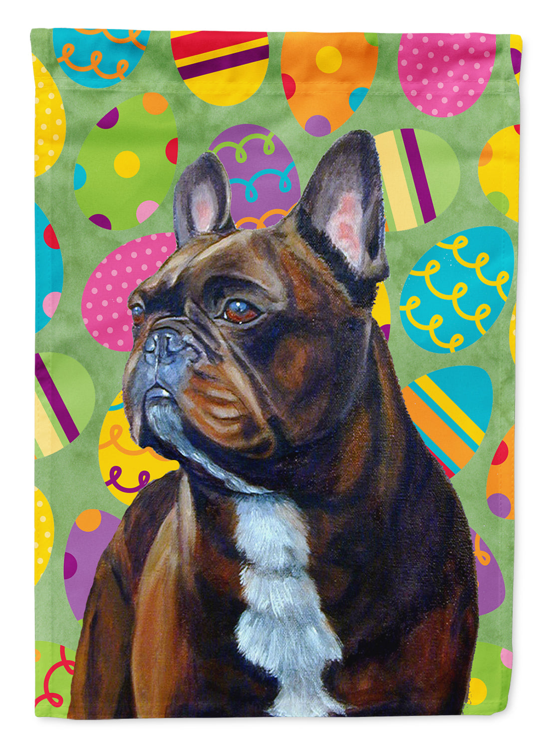 French Bulldog Easter Eggtravaganza Flag Canvas House Size  the-store.com.