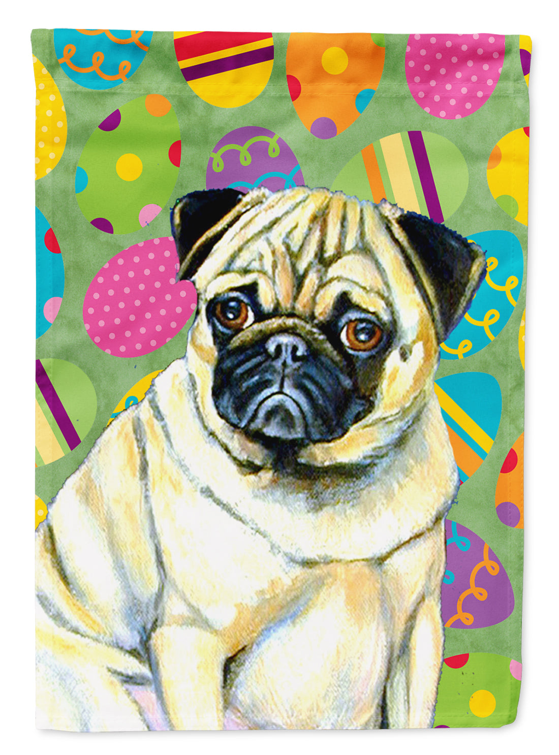 Pug Easter Eggtravaganza Flag Canvas House Size  the-store.com.