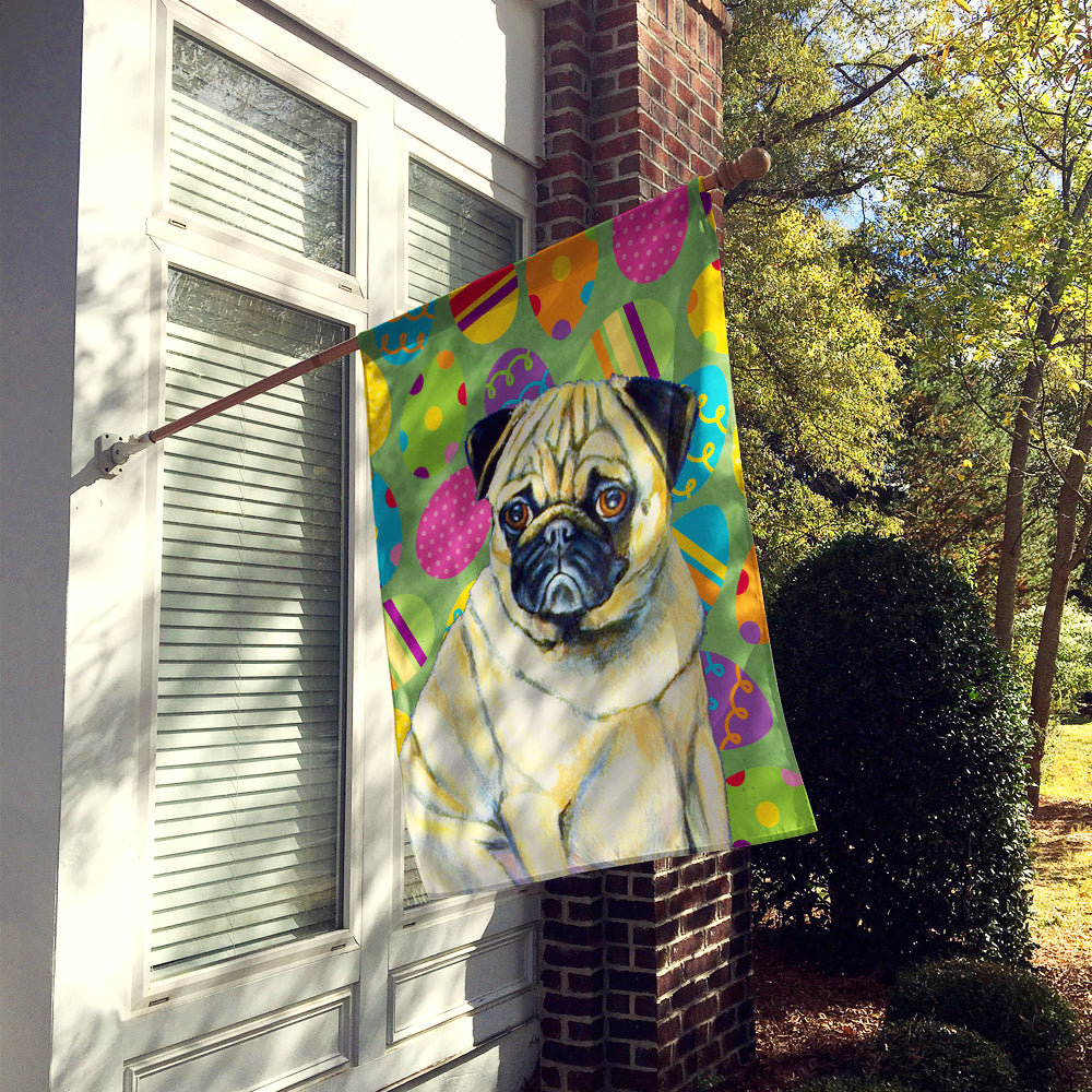 Pug Easter Eggtravaganza Flag Canvas House Size  the-store.com.