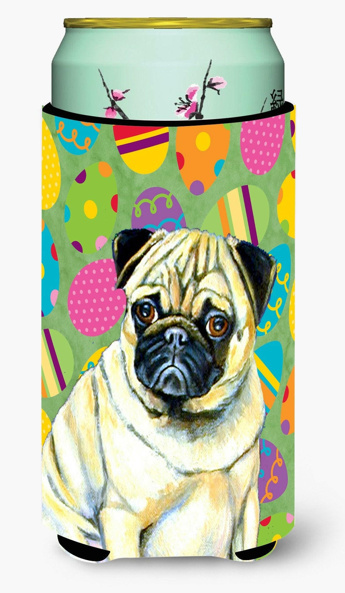 Pug Easter Eggtravaganza  Tall Boy Beverage Insulator Beverage Insulator Hugger by Caroline&#39;s Treasures