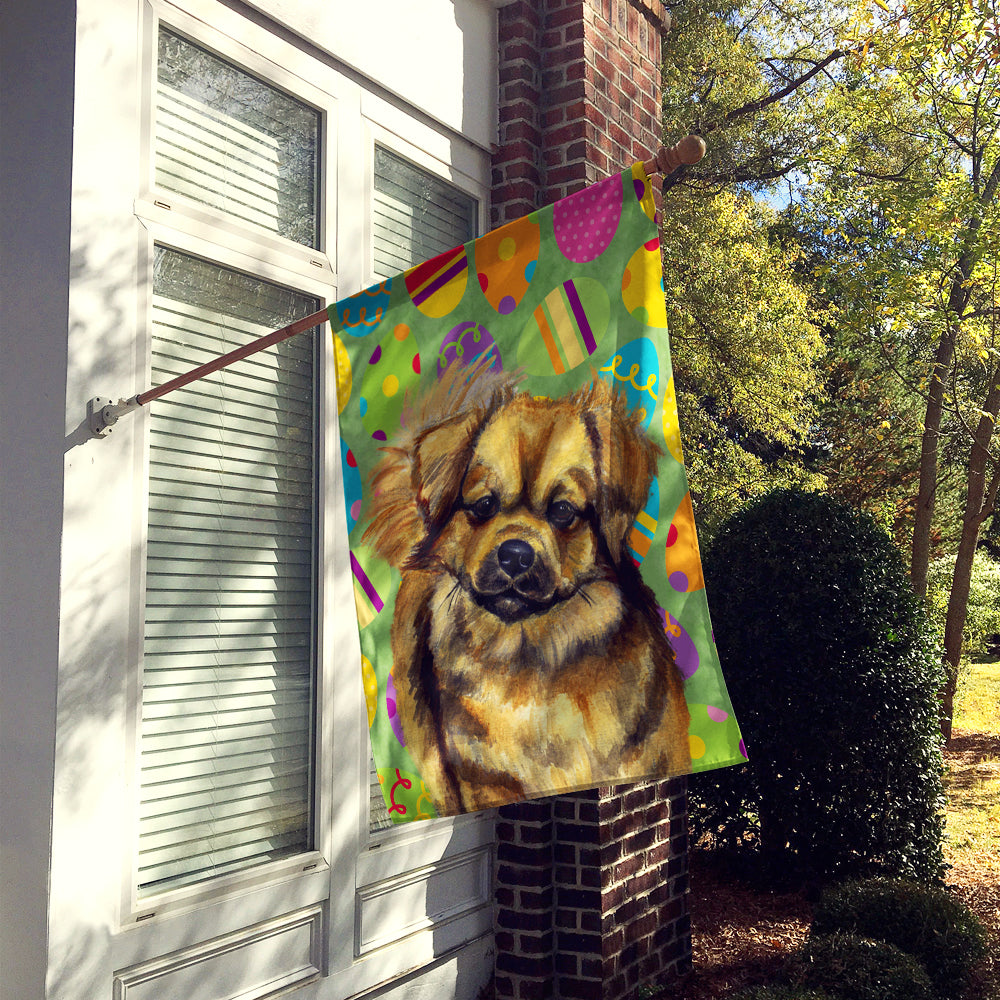 Tibetan Spaniel Easter Eggtravaganza Flag Canvas House Size  the-store.com.