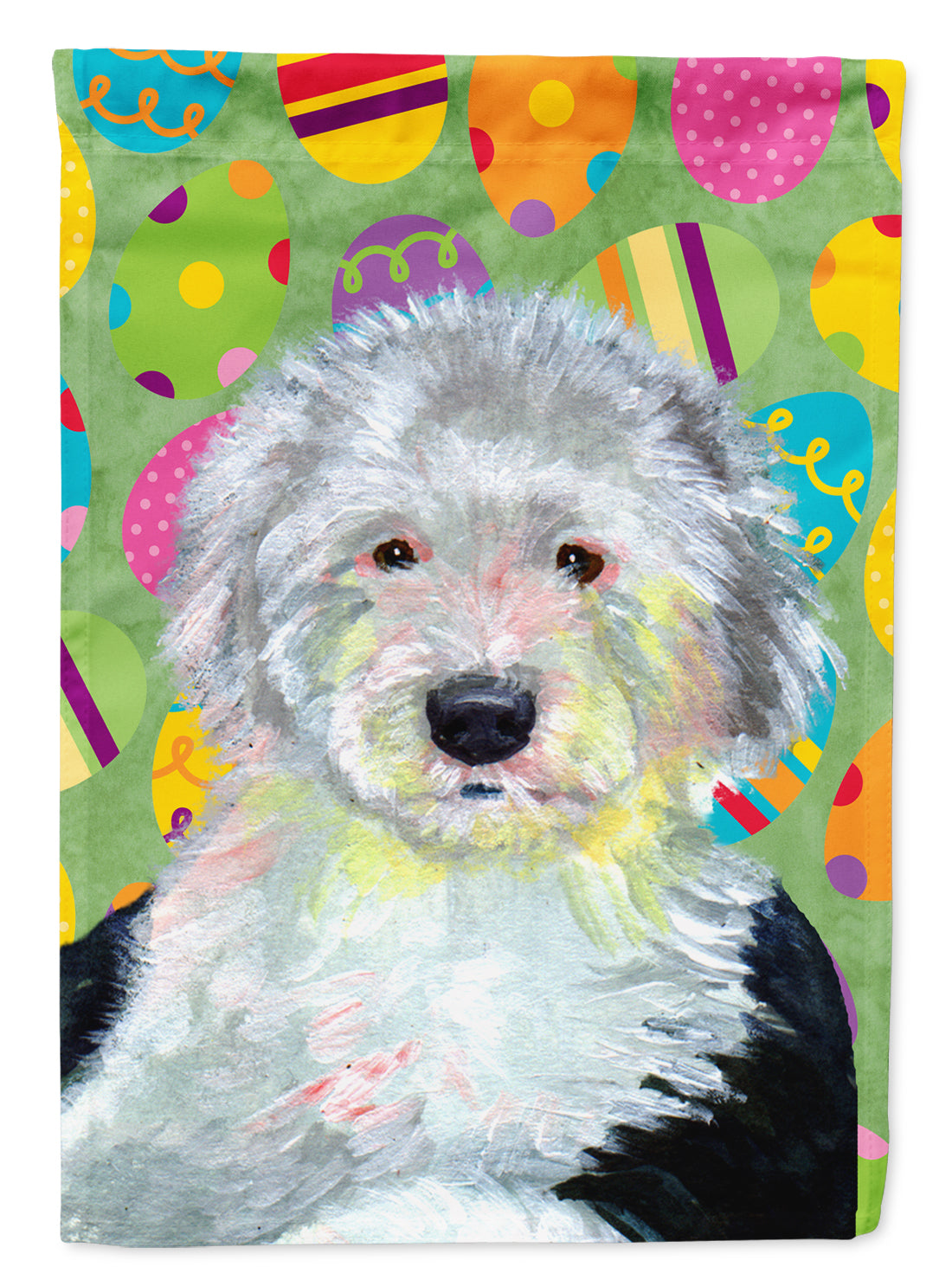 Old English Sheepdog Easter Eggtravaganza Flag Garden Size  the-store.com.