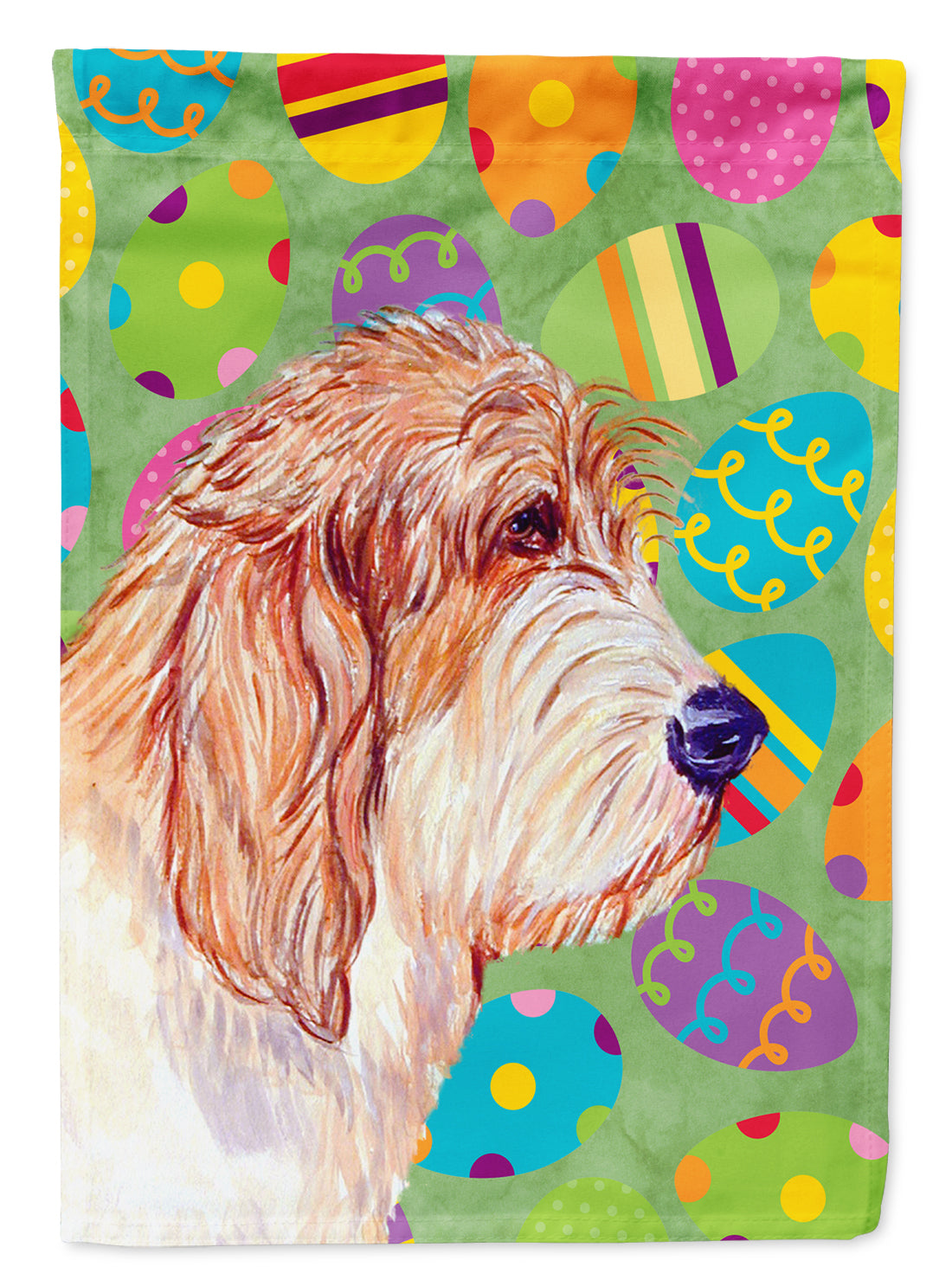 Petit Basset Griffon Vendeen Easter Eggtravaganza Flag Canvas House Size  the-store.com.