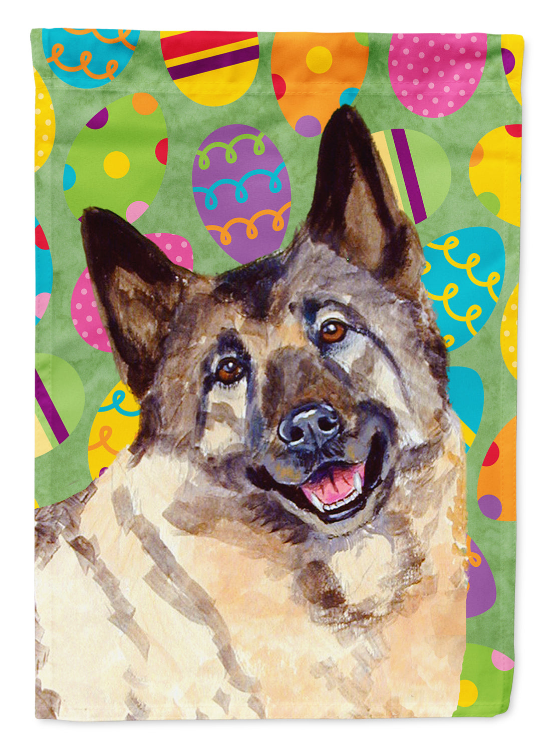 Norwegian Elkhound Easter Eggtravaganza Flag Garden Size  the-store.com.