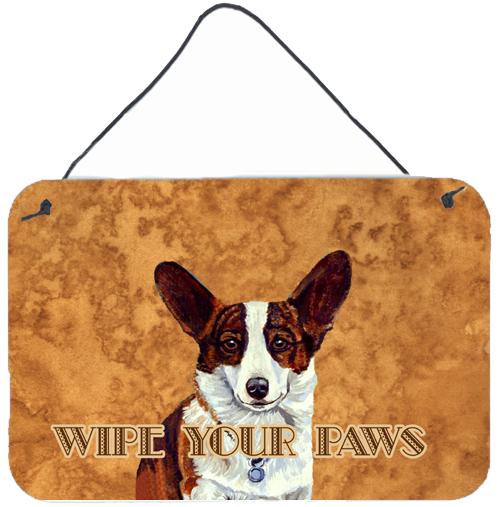 Cardigan Corgi Wipe your Paws Aluminium Metal Wall or Door Hanging Prints by Caroline's Treasures