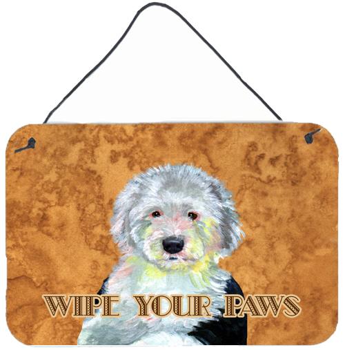 Old English Sheepdog Wipe your Paws Aluminium Metal Wall or Door Hanging Prints by Caroline's Treasures