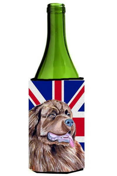 Newfoundland with English Union Jack British Flag Wine Bottle Beverage Insulator Hugger LH9463LITERK by Caroline's Treasures